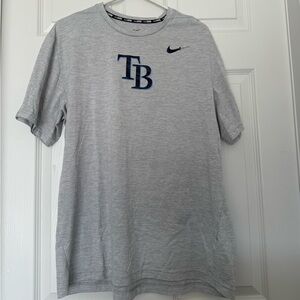 Tampa Bay Rays Nike Light Gray Men's Tee with Navy Logo